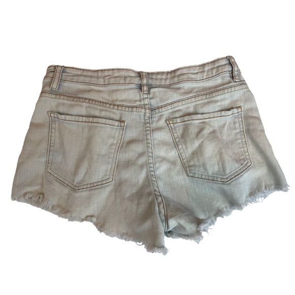 Refuge Womens Cut Off Shorts Frayed Button Up Stretch Mid Rise Blue Size 4 - Picture 2 of 9